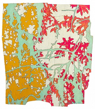 Work: Sun Portal, 2019 gouache and thread on found paper 12 1/2 x 11 inches | 15 1/2 x 14 1/4 inches framed CRADD076