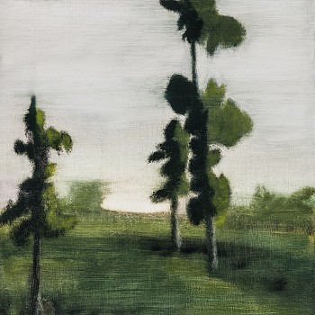 Work: Poogy Bjerklie (LA) Clear-cut, 2019 oil on panel 20 x 20 inches / 21 1/2 x 21 1/2 inch frame BJE093