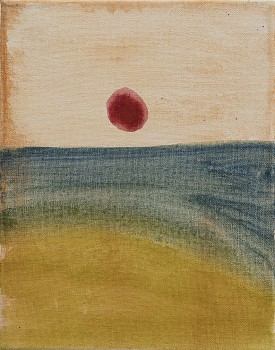 Work: Kathryn Lynch Red Sun, 2019 watercolor and acrylic on canvas 10 x 8 inches lyn830