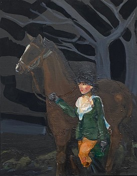 Work: Suzy Spence Green Coat 12 x 9 inches framed SPENC099