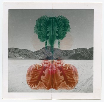 Randi Malkin Steinberger (LA) - Big Hill Little Hill, 2016 vintage photograph and nail polish 3.5 x 3.5 inch image Stein342