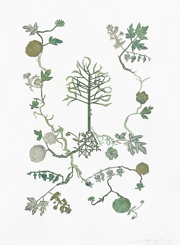 Susan Graham (LA)
Future Garden (Forrest), 2021
GRA050
chine colle paper cut out and ukiyo-e woodblock print on cotton paper, 30 x 22 inches