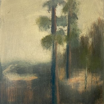 Work: Pine Hill, 2020 oil on paper mounted on wood panel 12 x 12 inches BJE142