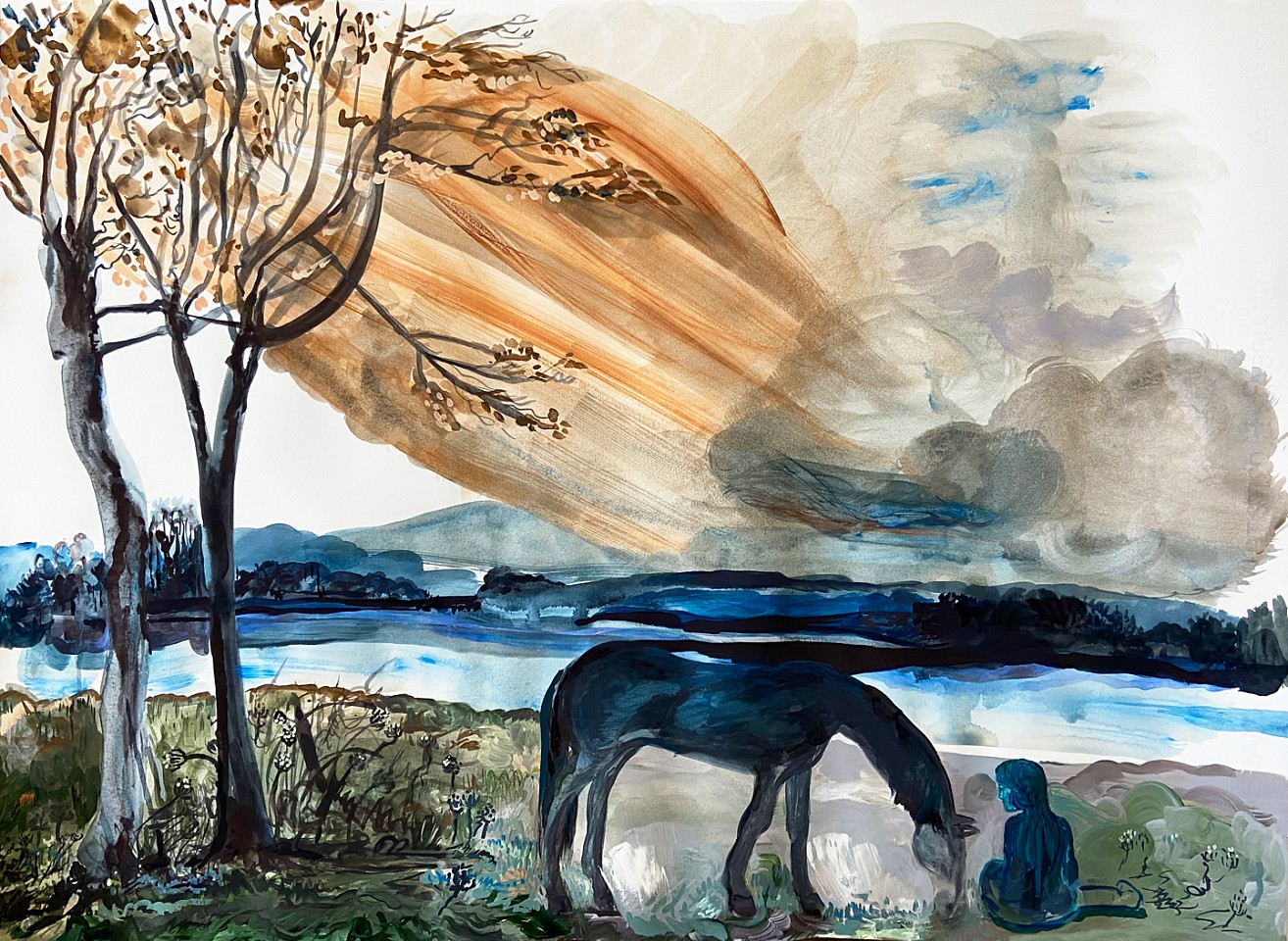 Suzy Spence
Fading Landscape (Blue Girl), 2022
SPENC314
flashe on paper, 22 x 30 inches