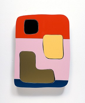 Work: Andrew Zimmerman Red Pink Blue, 2021 Automotive paint on wood 15 x 11 1/2 x 1 3/4 inches ZIM944