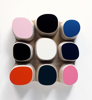 Work: Andrew Zimmerman Cloud White (multi color), 2021 Automotive paint on wood 13 x 12 1/2 x 3 1/4 inches ZIM943