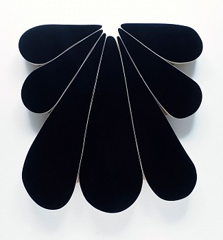 Work: Andrew Zimmerman (LA) Midnight Black, 2021 Automotive paint on wood 19 x 18 x 1 3/4 inches ZIM939