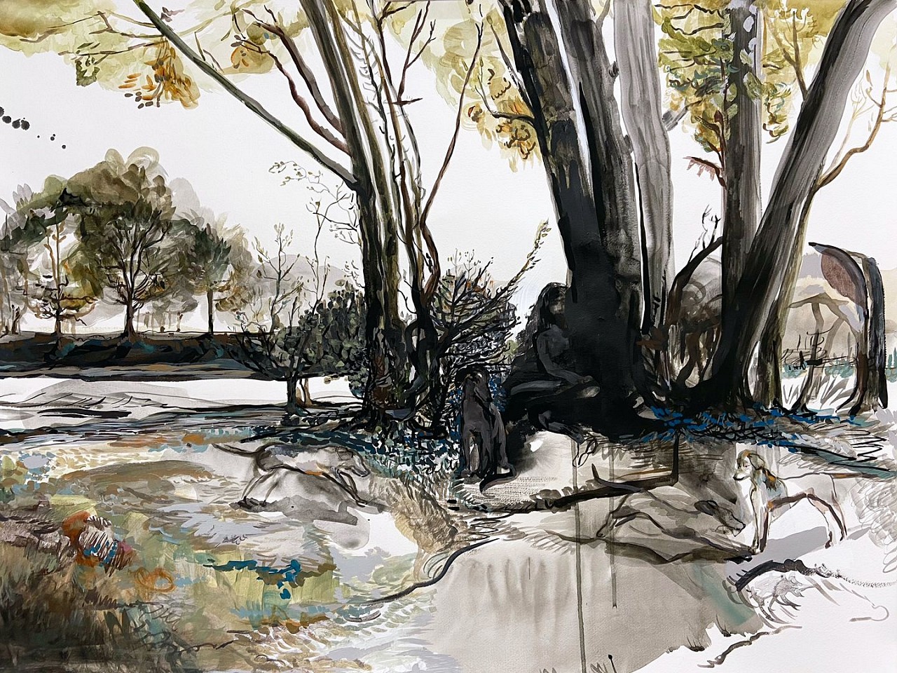 Suzy Spence
Fading Landscape (Lover in the Tree), 2022
SPENC324
flashe and acrylic on paper, 22 x 30 inches