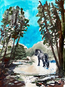 Work: Fading Landscape (December), 2021 flashe and acrylic on paper 30 x 22 inches SPENC328