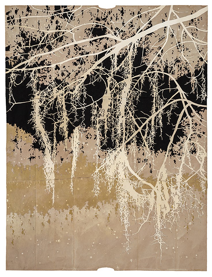 Maysey Craddock (LA)
Vertical Moss, 2022
CRADD089
gouache, thread and flashe on found paper, 47 3/4 x 36 1/2 inch image