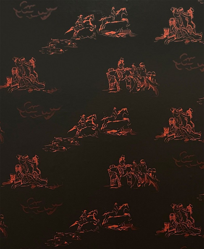 Suzy Spence
Riders Revel (Red), 2022
SPENC333
hand made silk-screen wallpaper, 2 x 30 foot roll