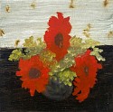 Poogy Bjerklie, 3 Red Flowers
2011, oil on paper mounted on wood panel