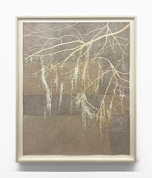 Work:&nbsp;Maysey Craddock Memory of a Rose, 2022 gouache, thread and flashe on found paper 52 x 40 inches / 57 x 44 1/2 inches framed CRADD096