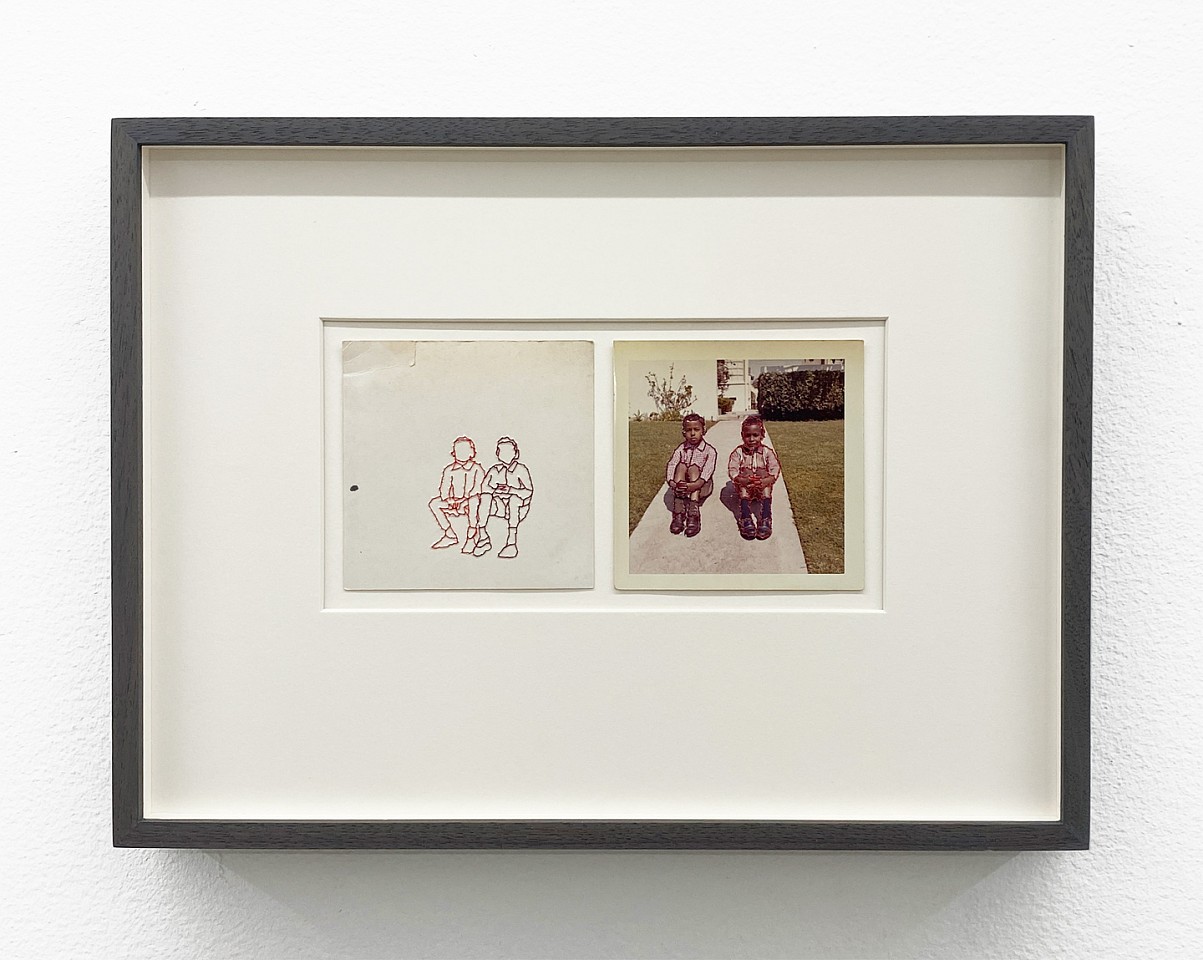 Randi Malkin Steinberger
Seated Twins
Stein361
vintage photograph and thread, 10 x 13 1/4 inches framed