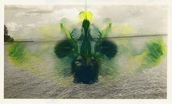 Work:&nbsp;Slanted Sea vintage photograph and nail polish 3 1/2 x 5 1/2 inches image / 10 x 11 1/4 inches framed Stein350