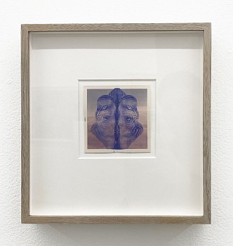 Randi Malkin Steinberger -&nbsp;Arial View to Jamaica vintage photograph and nail polish 3 1/2 x 3 1/2 inches image / 10 x 9 1/2 inches framed Stein343