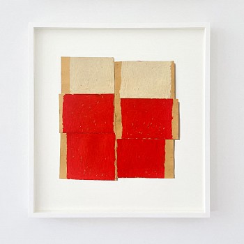 Work: Sean Noonan Twin Columns, Fever Cloud Red, 2021 oil on paper 11 3/4 x 11 inches paper / 19 x 18 1/4 inches framed noon013