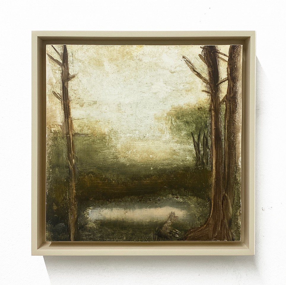 Poogy Bjerklie
Frog Pond, 2021
BJE131
oil on paper mounted on wood panel, 8 x 8 inches / 9 x 9 inches framed