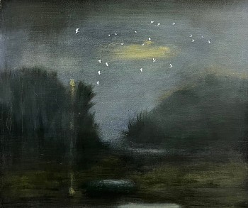 Work: Poogy Bjerklie The Moonlight Fell, 2022 oil on paper 20 x 24 inches BJE171