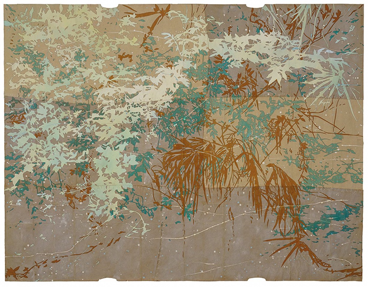 Maysey Craddock
The Last Orchid, 2023
CRADD100
gouache, flashe, and thread on found paper, 48 x 62 inches / 53 1/2 x 67 1/2 inches framed
Frame + $5,500.00