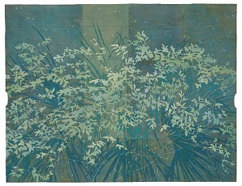 Work: After the Tides, 2023 gouache, flashe, and thread on found paper 38 1/2 x 49 1/2 inches / 43 x 54 inches framed CRADD102