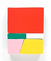 Andrew Zimmerman (LA), Red over White, Green, Pink, Yellow
2023, Automotive paint on wood