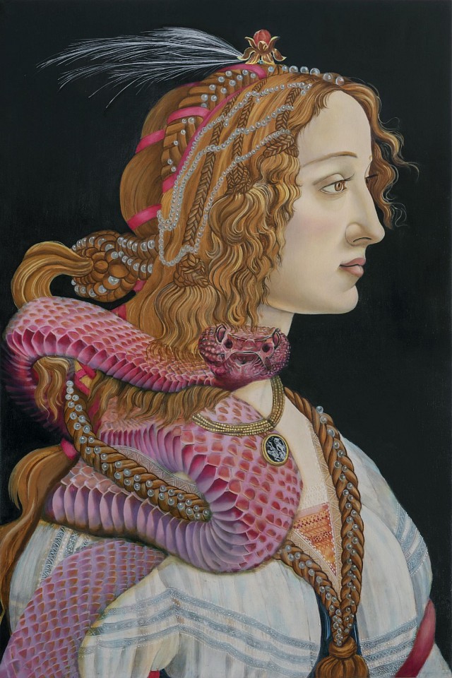 Andrea Hornick (LA)
Braided Snake and Pearls Betray Simonetta’s Headache, 2023
HORN028
oil on panel, 26 x 17 inches