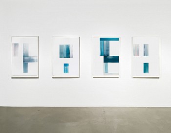 Work: Agnes Barley Constructed Strokes Installation, 2023 acrylic  on paper 44 x 30 inches / 47 1/2 x 33 1/2 inches framed each BARL791
