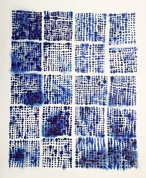 Lourdes Sanchez - Grid Dot 20 Squares, 2020 ink, watercolor and pencil on paper 53 x 41 1/2 inches SANCH866