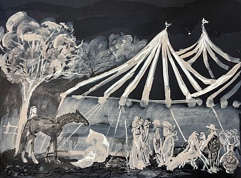 Suzy Spence -&nbsp;Carnival, 2023 flashe and acrylic ink on paper 18 x 24 inches SPENC348