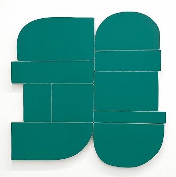 Andrew Zimmerman (LA) -&nbsp;Real Teal, 2024 Automotive paint on wood 40 x 40 x 1 1/2 inches ZIM1169