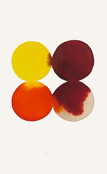 Lourdes Sanchez - 4 touching circles (yellow, orange, browns), 2023 ink, watercolor and pencil on paper 18 x 11 inches SANCH1035