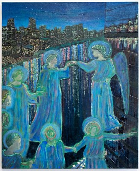 Vinna Begin (LA) - City Angels, 2024 oil and acrylic on canvas 30 x 24 inches BENF002