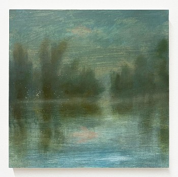 Work:&nbsp;Poogy Bjerklie End of day to night, 2025 oil on paper mounted on wood panel 14 x 14 inches BJE222