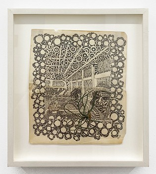 Work:&nbsp;Roz Leibowitz The Bus Ride (greenery), 2007 pencil on antique print 10 1/2 x 9 inches / 14 1/2 x 15 inches framed LEIB053