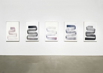 Agnes Barley - Continuous Strokes Installation, 2022 acrylic  on paper 40 x 30 inches / 47 1/2 x 33 1/2 inches framed each