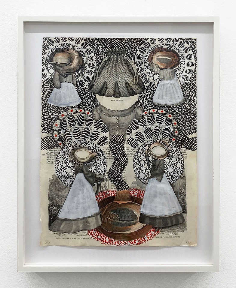 Roz Leibowitz
The Watchers, 2010
LEIB098
ink and collage on vintage catalog page, 14 x 10 inches / 20 x 16 inches framed