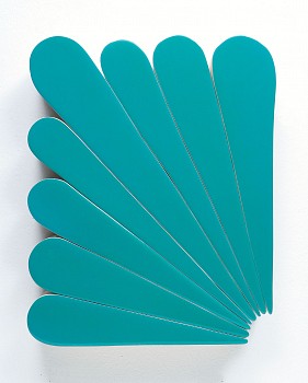 Andrew Zimmerman - Blue Burst (2025.18), 2025 acrylic paint and epoxy resin on wood 16 1/2 x 13 x 2 1/4 inches ZIM1241