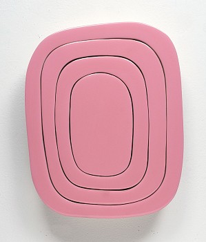 Andrew Zimmerman - Pink Oval (2025.19), 2025 acrylic paint and epoxy resin on wood 16 x 13 x 2 1/4 inches ZIM1242