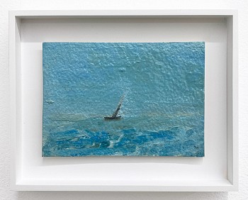 Work:&nbsp;Boat on Blue Sea, 2015 oil on paper 5 x 7 inches / 7 1/2 x 9 1/2 inches framed lyn661