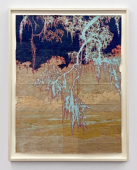Work:&nbsp;Maysey Craddock Bay of Sand, 2026 gouache, flashe, and thread on found paper 48 x 36 inches / 52 x 40 1/2 inches framed CRADD131