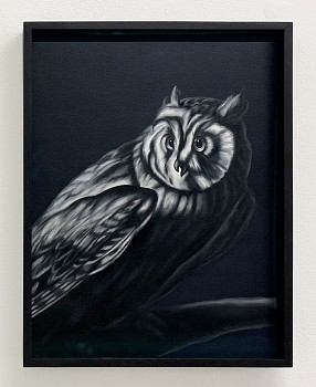 Work:&nbsp;Shelley Reed Alert (after Duranti), 2024 oil on paper 16 x 12 inches / 16 1/2 x 12 1/2 inches framed ree375