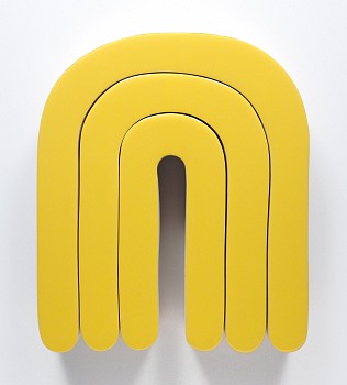 Andrew Zimmerman -&nbsp;Yellow (2026.40), 2026 acrylic and epoxy on wood 15 1/2 x 13 1/2 x 2 1/2 inches ZIM1319