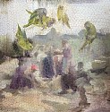 Sarah McRae Morton, Peckham's Cockleburs
2026, oil on wood