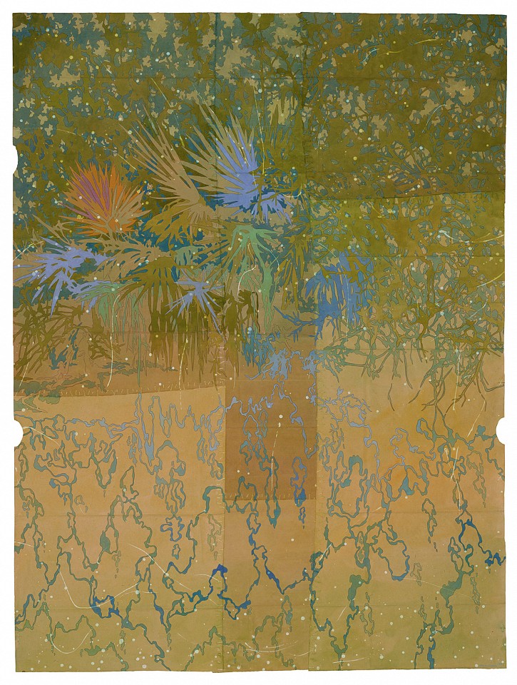 Maysey Craddock
in these bright peripheries, 2026
CRADD140
gouache, flashe, and thread on found paper, 48 x 36 inches / 52 1/2 x 40 1/2 inches framed