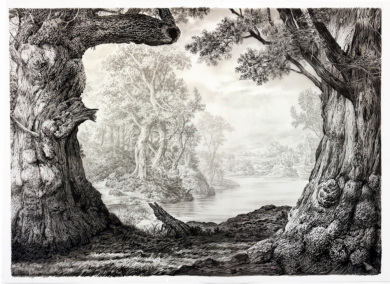 Rick Shaefer
Sentinels, 2026
SHAEF135
charcoal on synthetic vellum, 51 x 69 1/2 inches